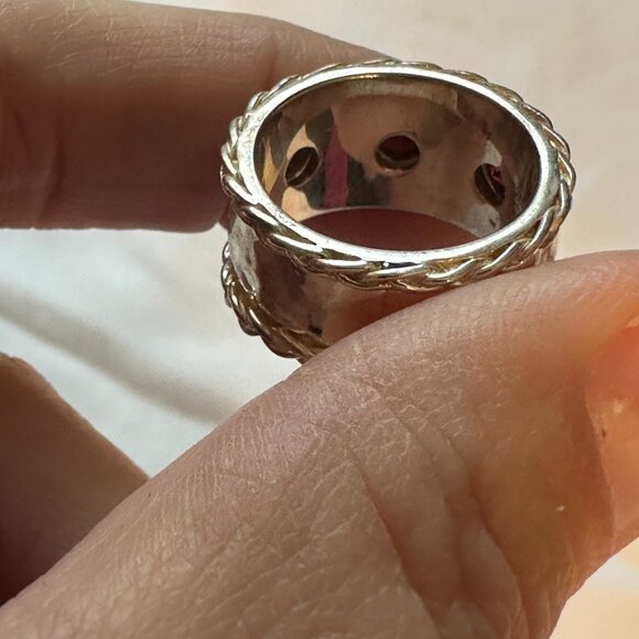 Vintage Art Deco Ornate Solid Stunning Statement Ring 925 Amethyst Citrine - Picture 11 of 16